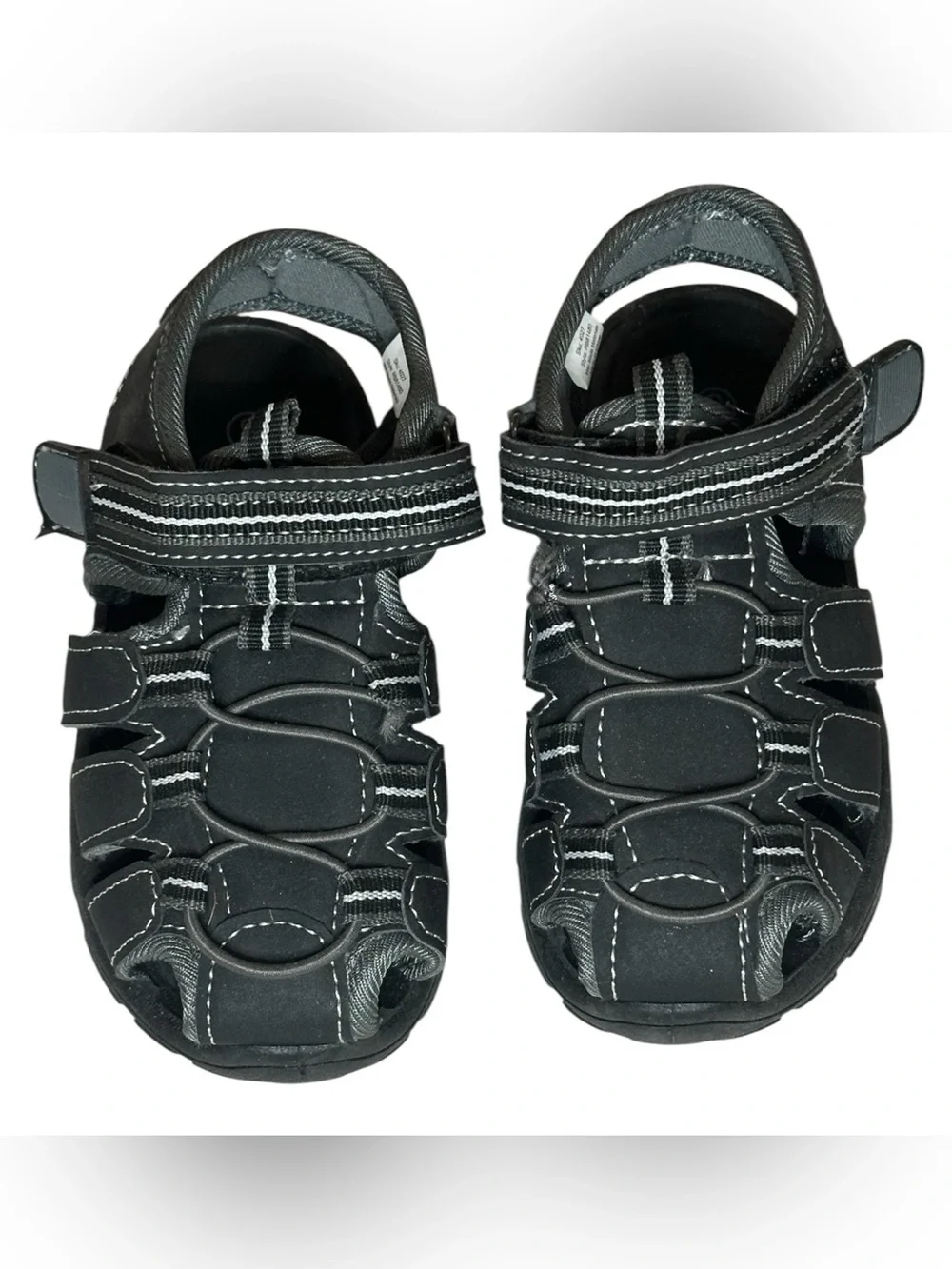 RuggedBear Kids closed toe athletic Sandals.Blk/Gy size 9.